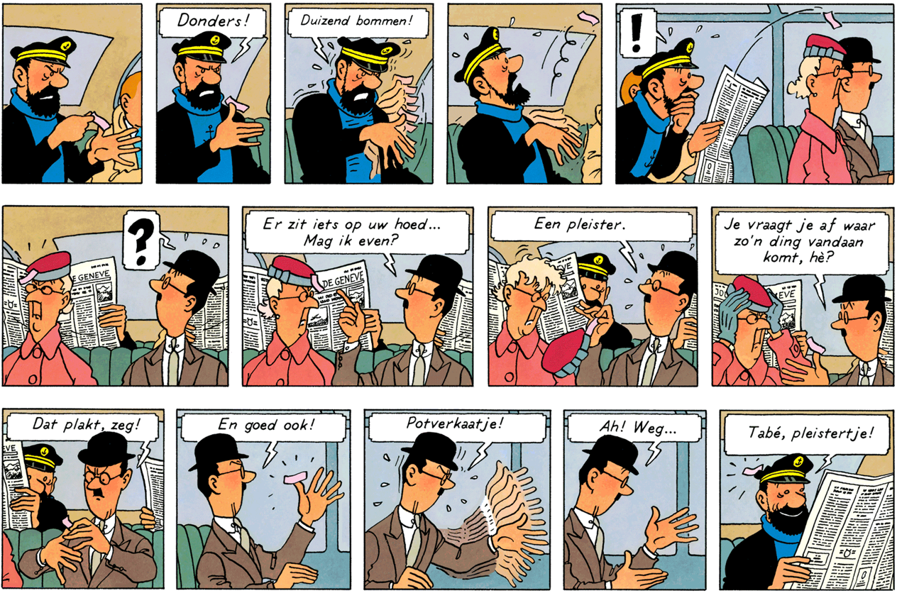 Planche la sparadrap de Haddock dans L'Affaire Tournesol